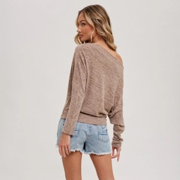 FINAL S & L!!!! CLEAR OUT!!!! Heathered One Off Shoulder Knit Top - Picture 8 of 14